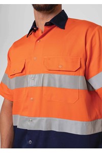 Hi Vis Short Sleeve Day/Night Compliant Shirt - orange/navy