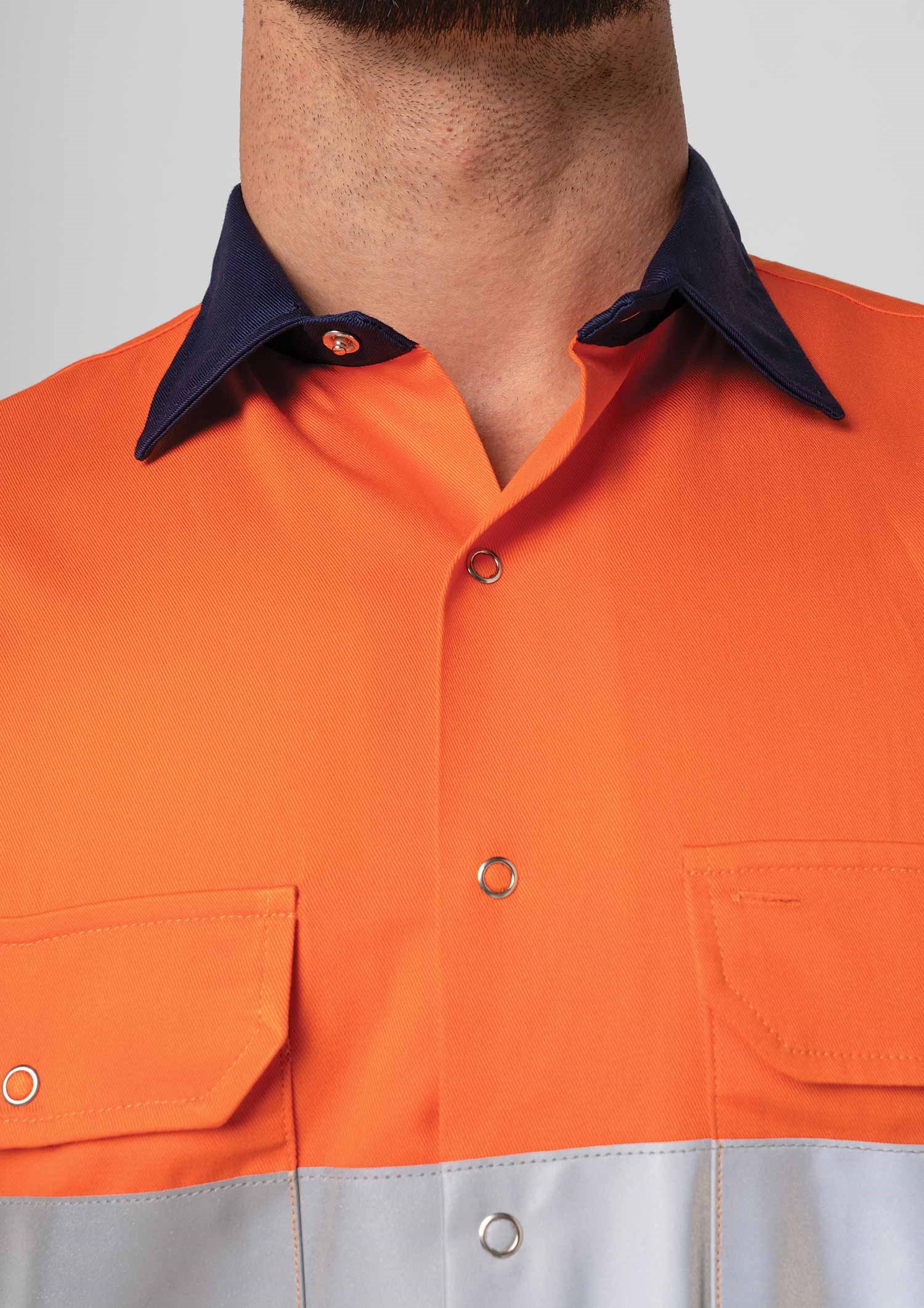 Hi Vis Short Sleeve Day/Night Compliant Shirt - orange/navy