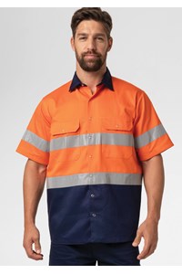 Hi Vis Short Sleeve Day/Night Compliant Shirt - orange/navy