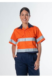 Hi Vis Short Sleeve Day/Night Compliant Shirt - orange/navy