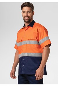 Hi Vis Short Sleeve Day/Night Compliant Shirt - orange/navy