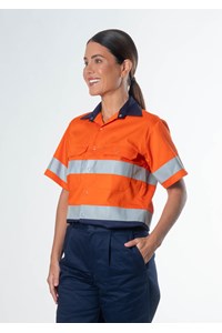 Hi Vis Short Sleeve Day/Night Compliant Shirt - orange/navy
