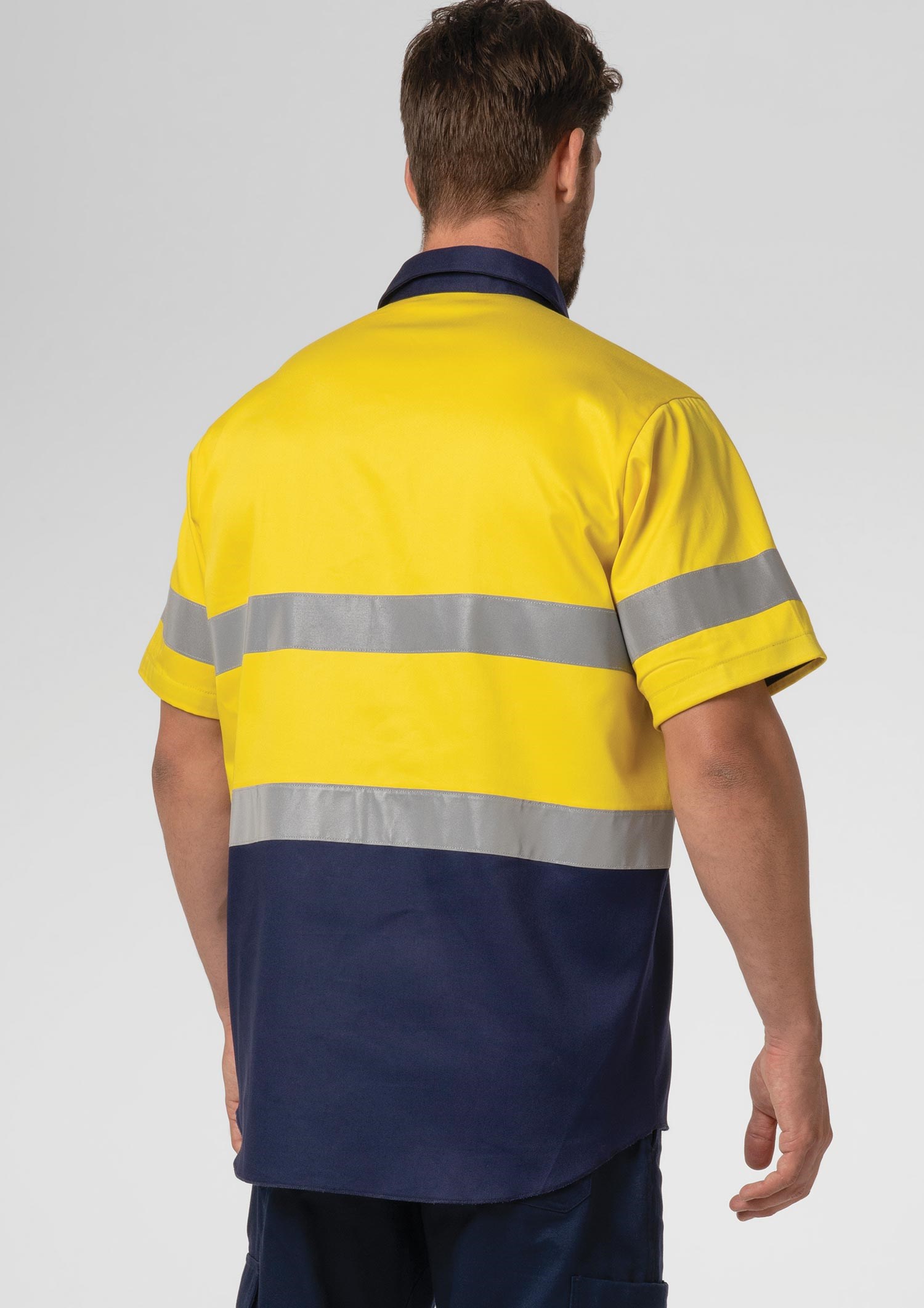 Hi Vis Short Sleeve Day/Night Compliant Shirt - yellow/navy