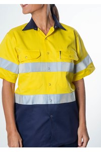 Hi Vis Short Sleeve Day/Night Compliant Shirt - yellow/navy