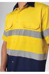 Hi Vis Short Sleeve Day/Night Compliant Shirt - yellow/navy