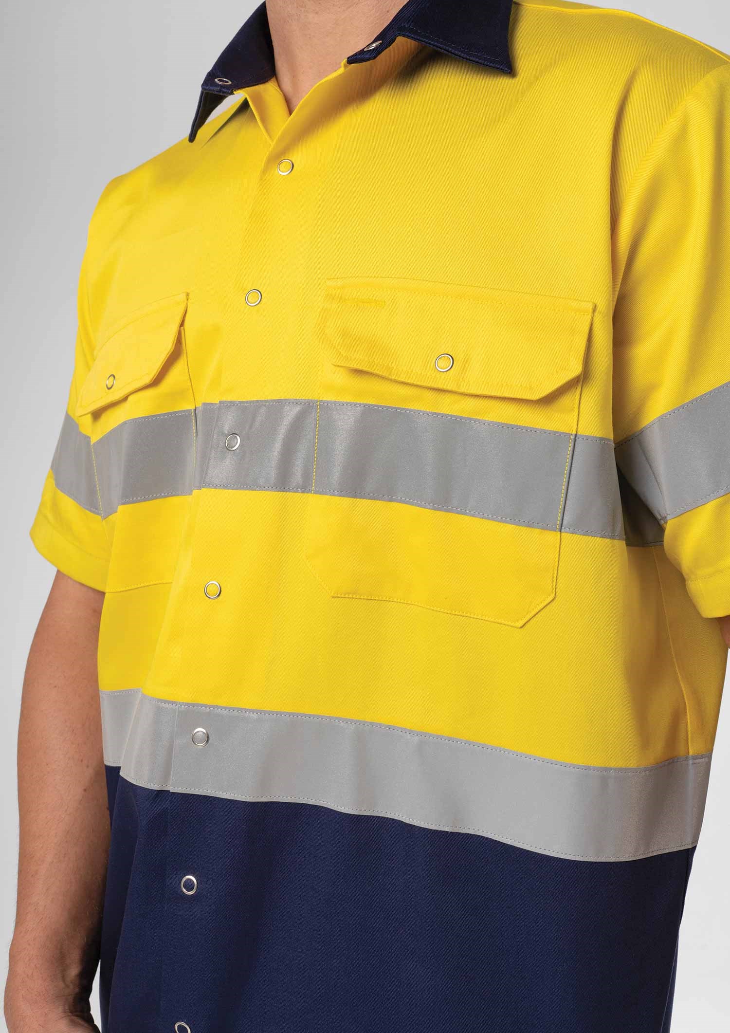 Hi Vis Short Sleeve Day/Night Compliant Shirt - yellow/navy