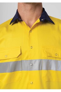 Hi Vis Short Sleeve Day/Night Compliant Shirt - yellow/navy