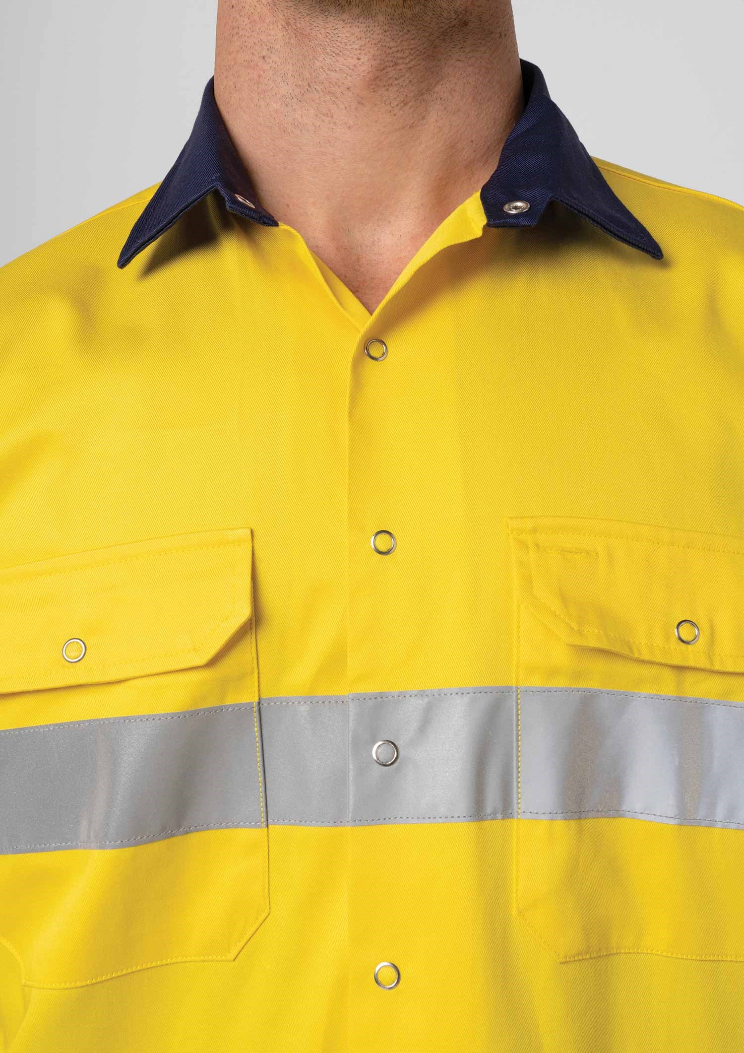 Hi Vis Short Sleeve Day/Night Compliant Shirt - yellow/navy