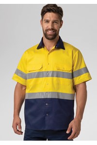 Hi Vis Short Sleeve Day/Night Compliant Shirt - yellow/navy