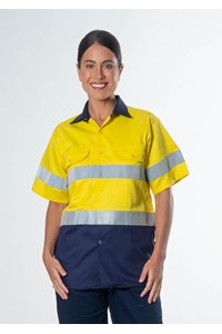 Hi Vis Short Sleeve Day/Night Compliant Shirt - yellow/navy