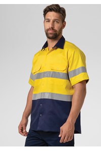 Hi Vis Short Sleeve Day/Night Compliant Shirt - yellow/navy