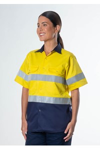 Hi Vis Short Sleeve Day/Night Compliant Shirt - yellow/navy