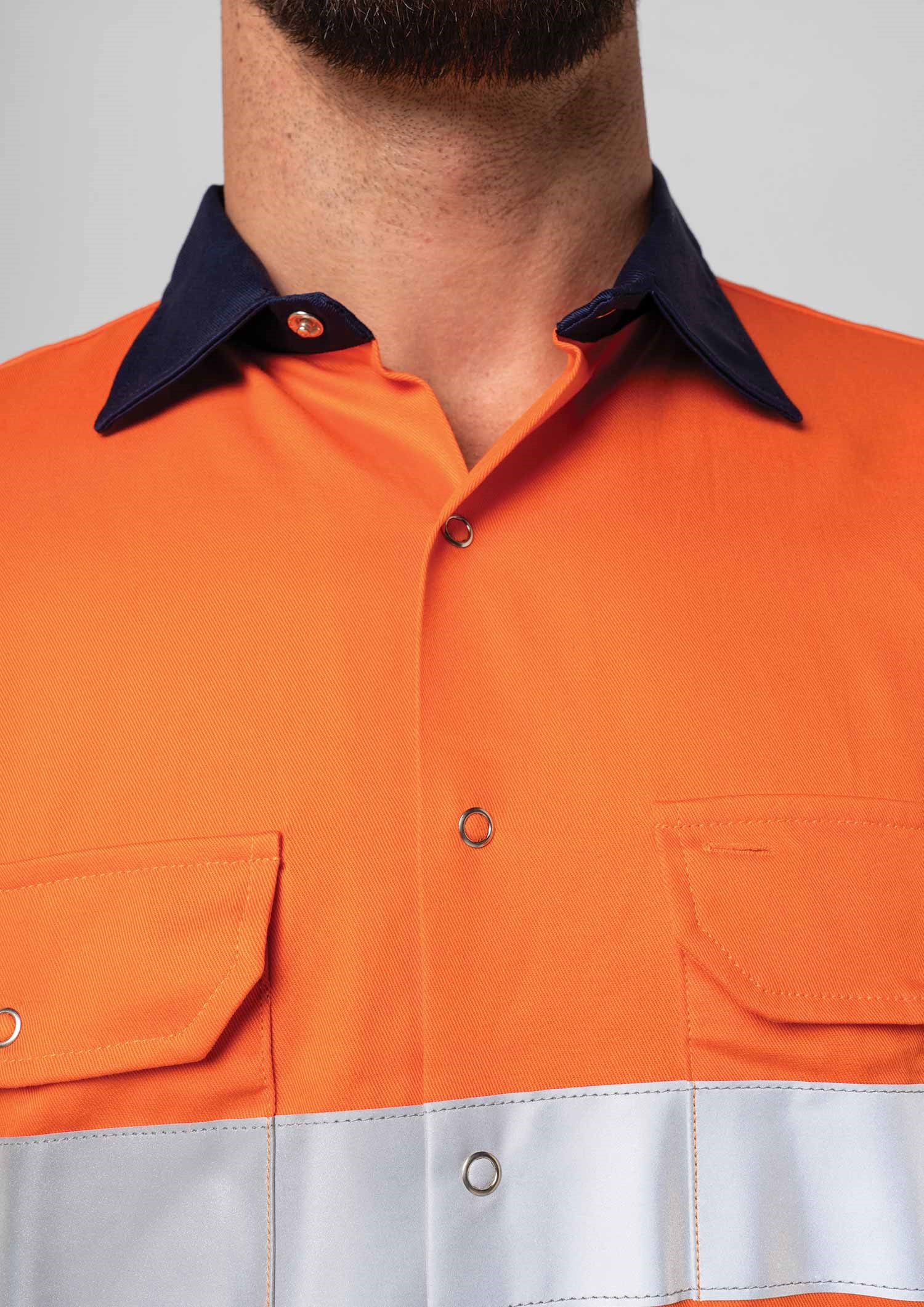 Hi Vis Long Sleeve Day/Night Compliant Shirt - orange/navy