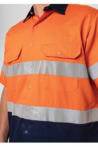 Hi Vis Long Sleeve Day/Night Compliant Shirt - orange/navy