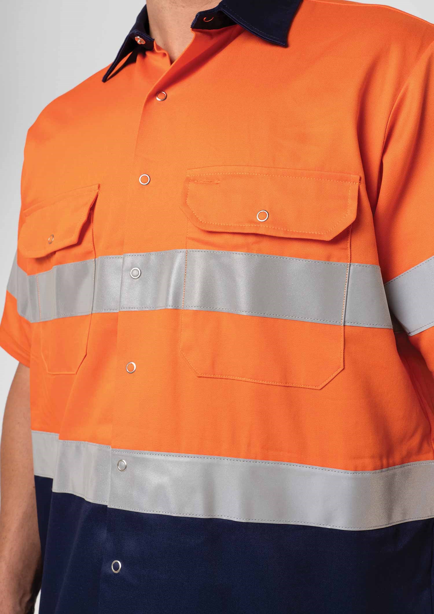 Hi Vis Long Sleeve Day/Night Compliant Shirt - orange/navy