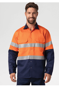 Hi Vis Long Sleeve Day/Night Compliant Shirt - orange/navy