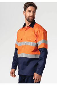 Hi Vis Long Sleeve Day/Night Compliant Shirt - orange/navy