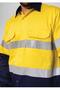 Hi Vis Long Sleeve Day/Night Compliant Shirt - yellow/navy