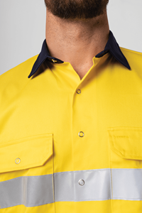 Hi Vis Long Sleeve Day/Night Compliant Shirt - yellow/navy