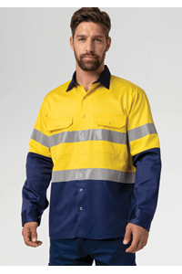 Hi Vis Long Sleeve Day/Night Compliant Shirt - yellow/navy
