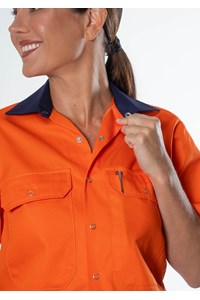 Hi Vis Day Domed Work Shirt - orange/navy