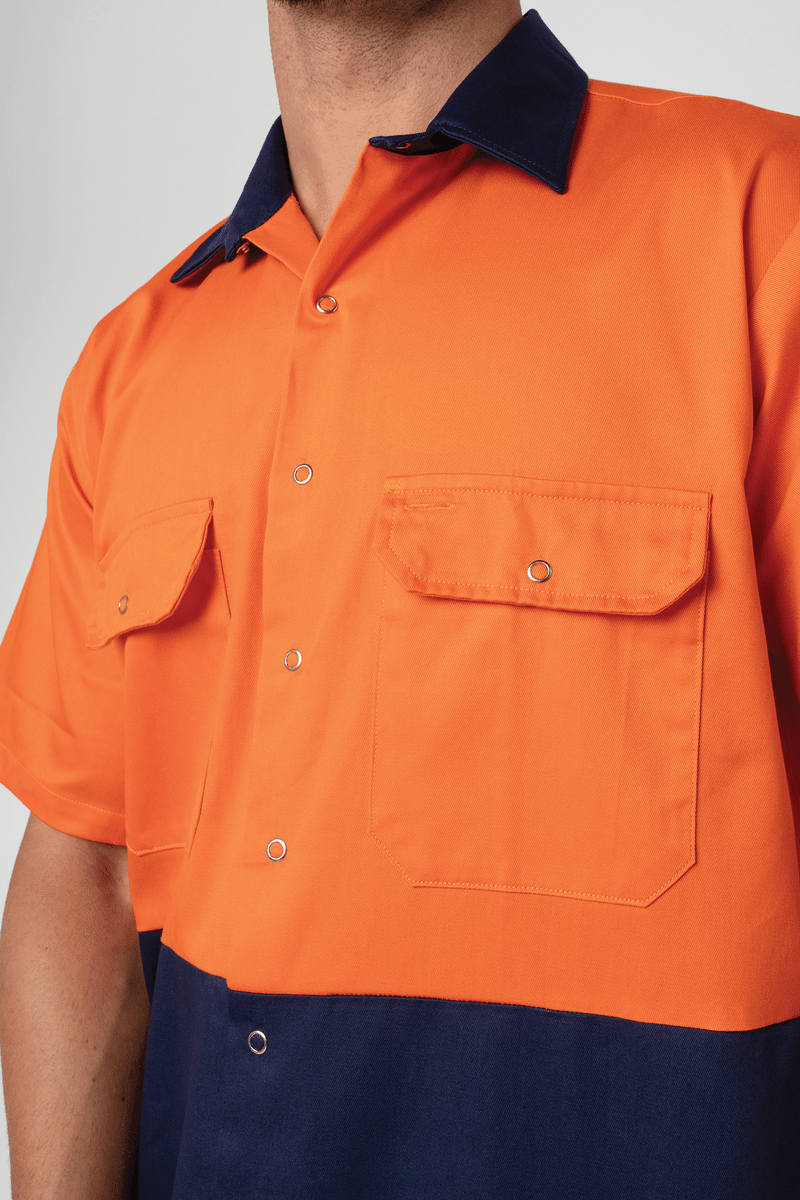 Hi Vis Day Domed Work Shirt - orange/navy