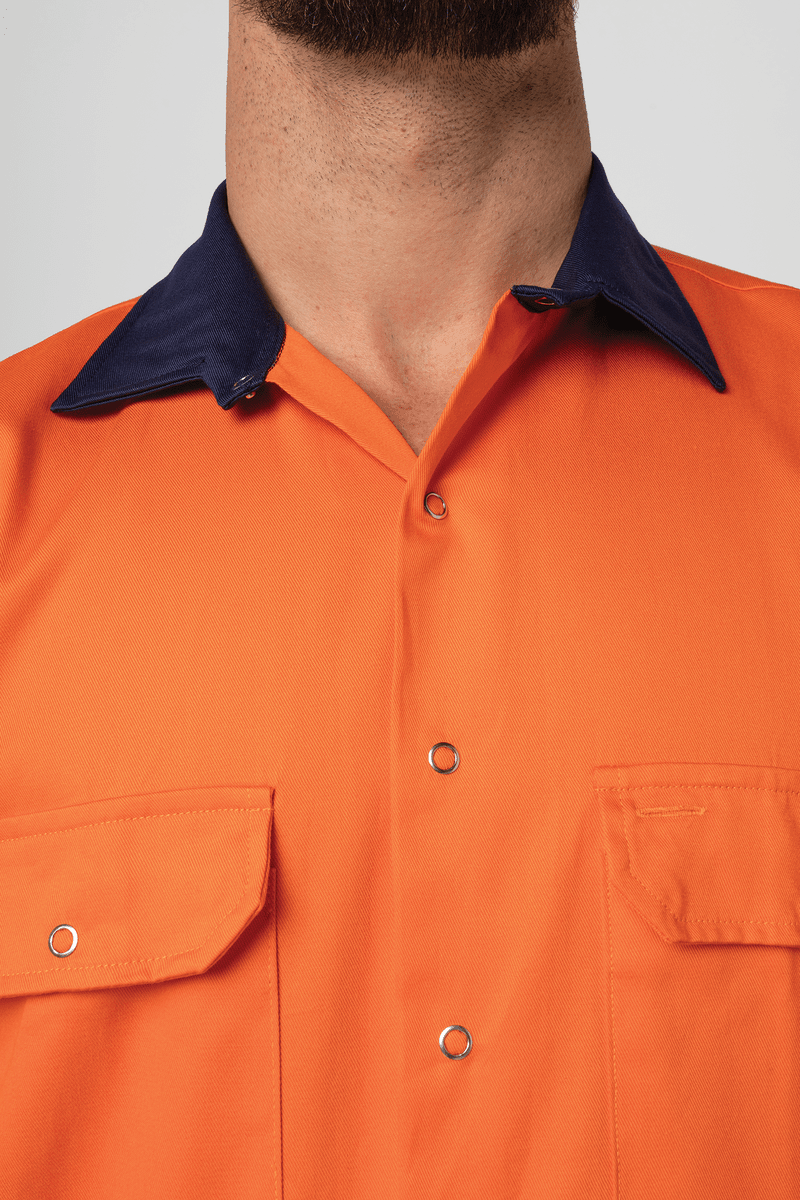 Hi Vis Day Domed Work Shirt - orange/navy