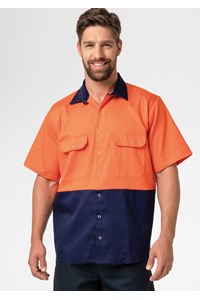 Hi Vis Day Domed Work Shirt - orange/navy