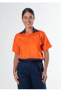 Hi Vis Day Domed Work Shirt - orange/navy