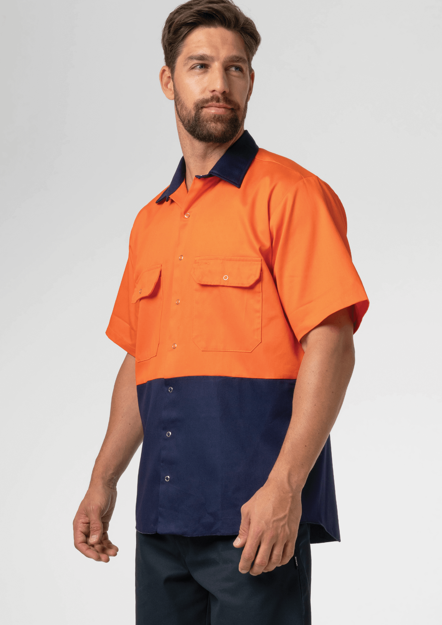 Hi Vis Day Domed Work Shirt - orange/navy