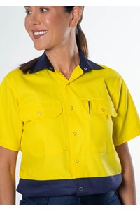 Hi Vis Day Domed Work Shirt - yellow/navy