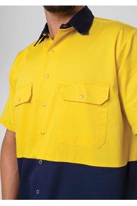 Hi Vis Day Domed Work Shirt - yellow/navy