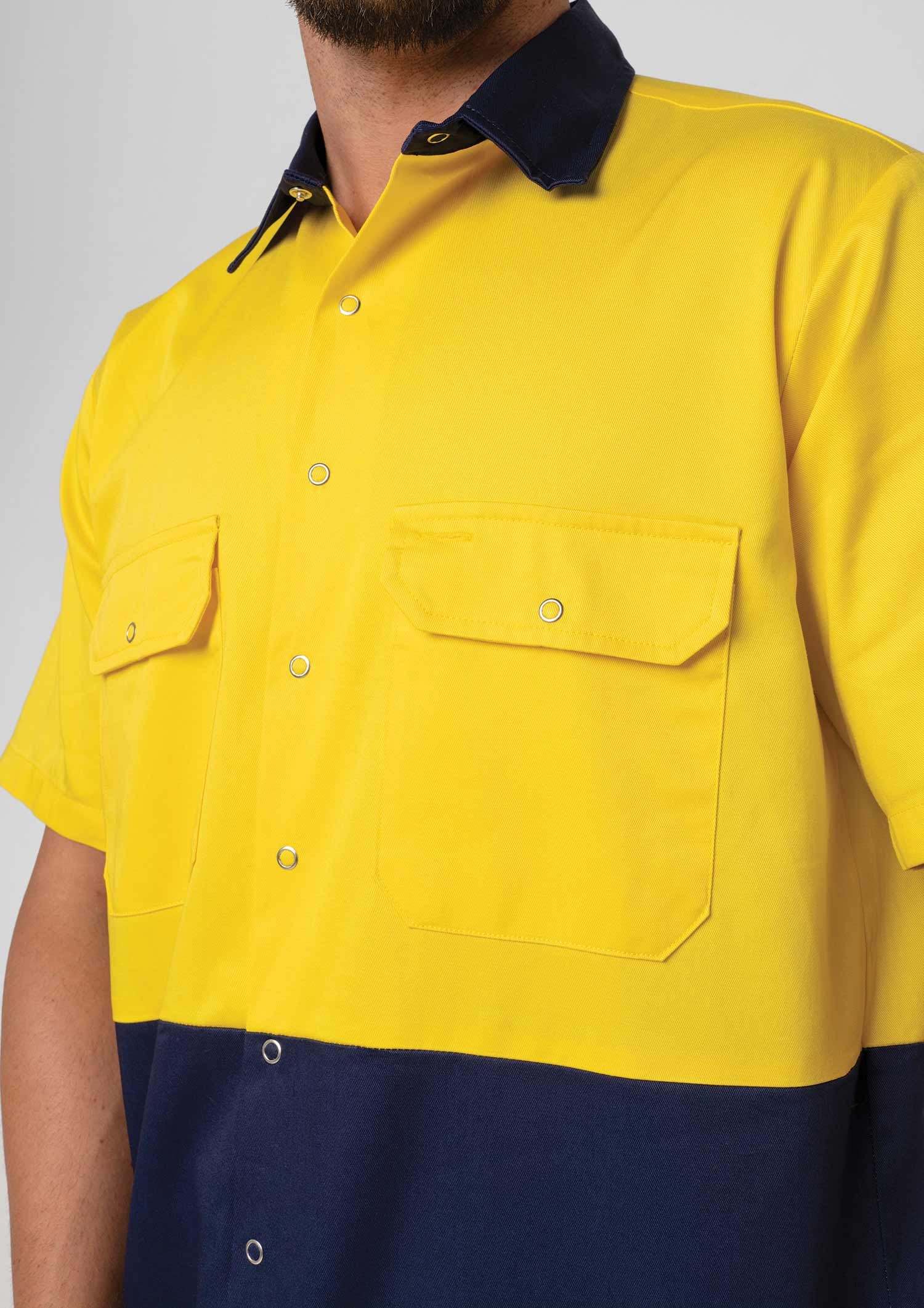 Hi Vis Day Domed Work Shirt - yellow/navy