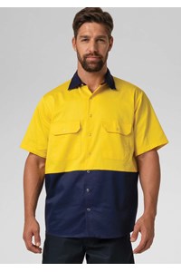 Hi Vis Day Domed Work Shirt - yellow/navy