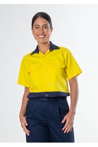 Hi Vis Day Domed Work Shirt - yellow/navy