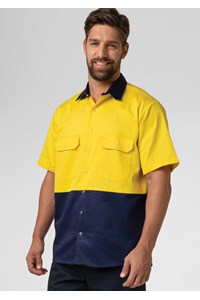 Hi Vis Day Domed Work Shirt - yellow/navy