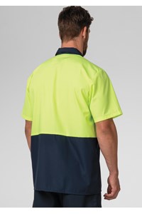 Hi Vis Day S/S Domed Work Shirt - navy/yellow
