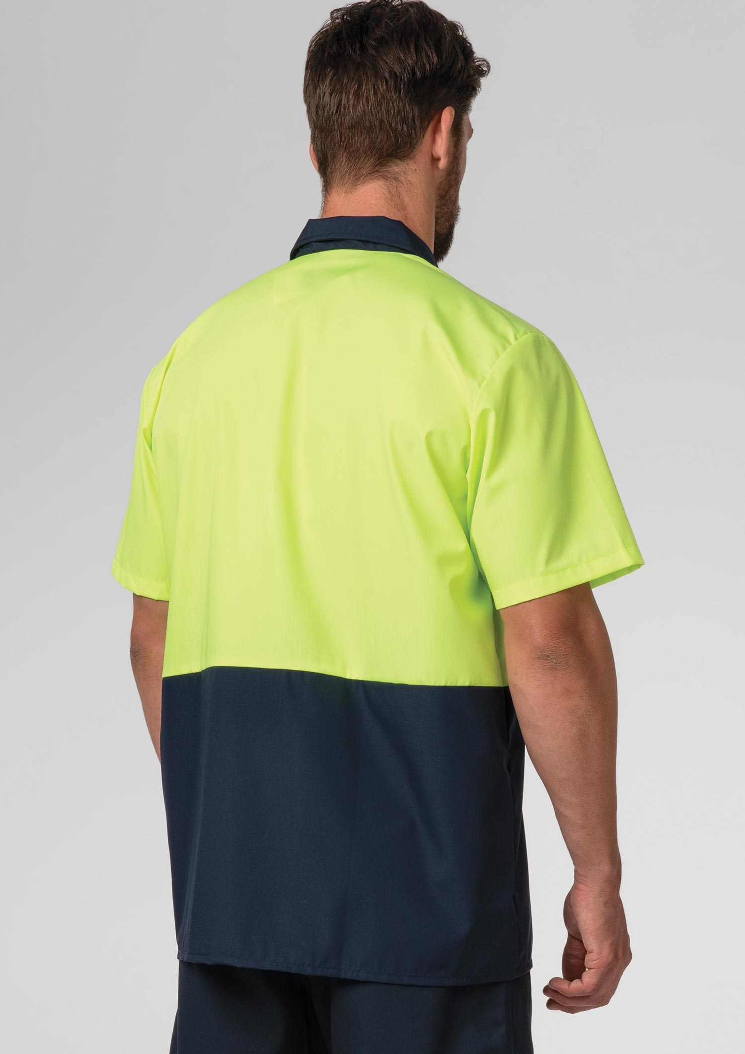 Hi Vis Day S/S Domed Work Shirt - navy/yellow