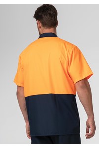 Hi Vis Day S/S Domed Work Shirt - navy/orange