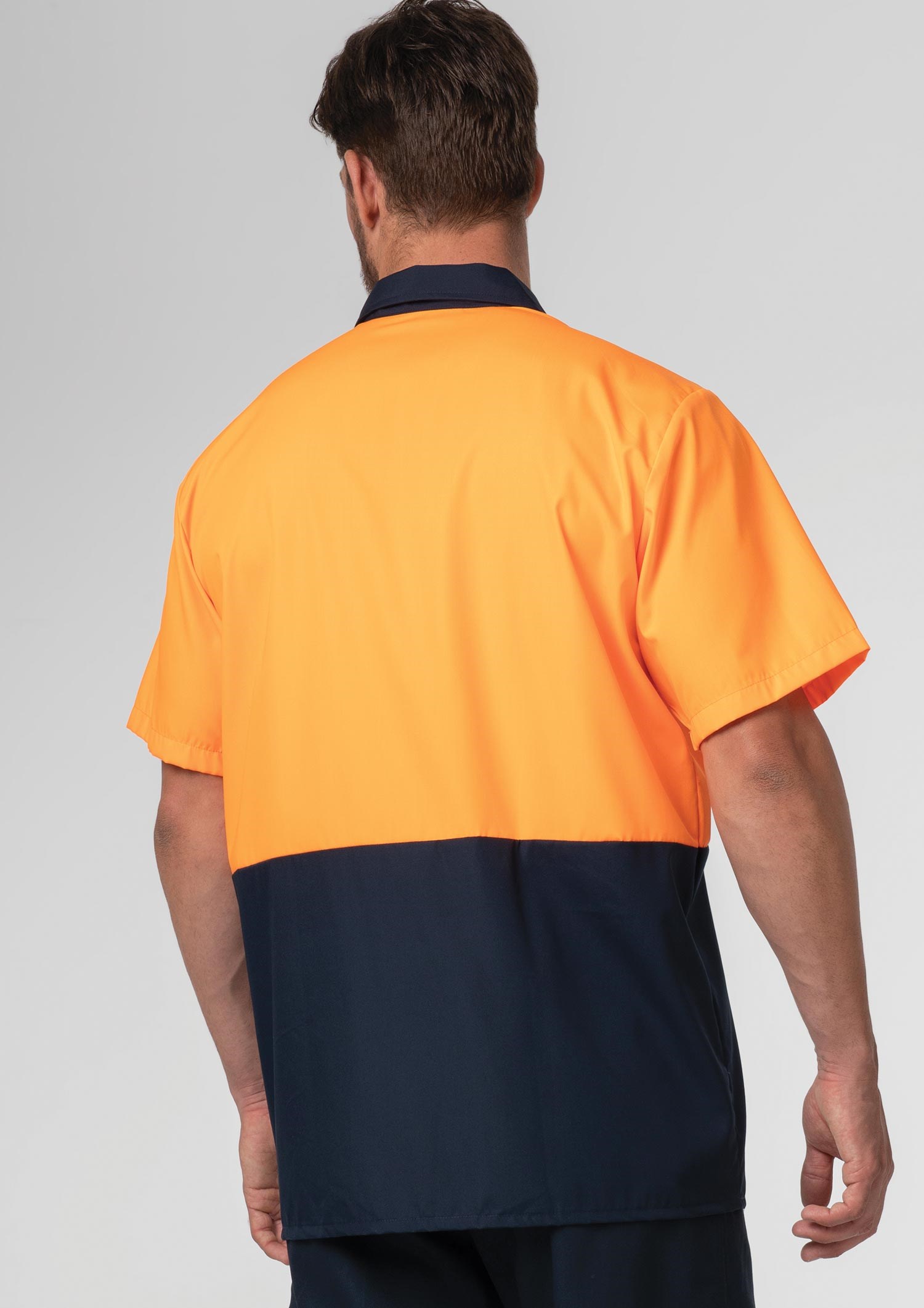 Hi Vis Day S/S Domed Work Shirt - navy/orange