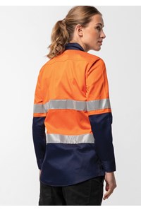 Hi Vis Day/Night Women's Domed Work Shirt - orange/navy