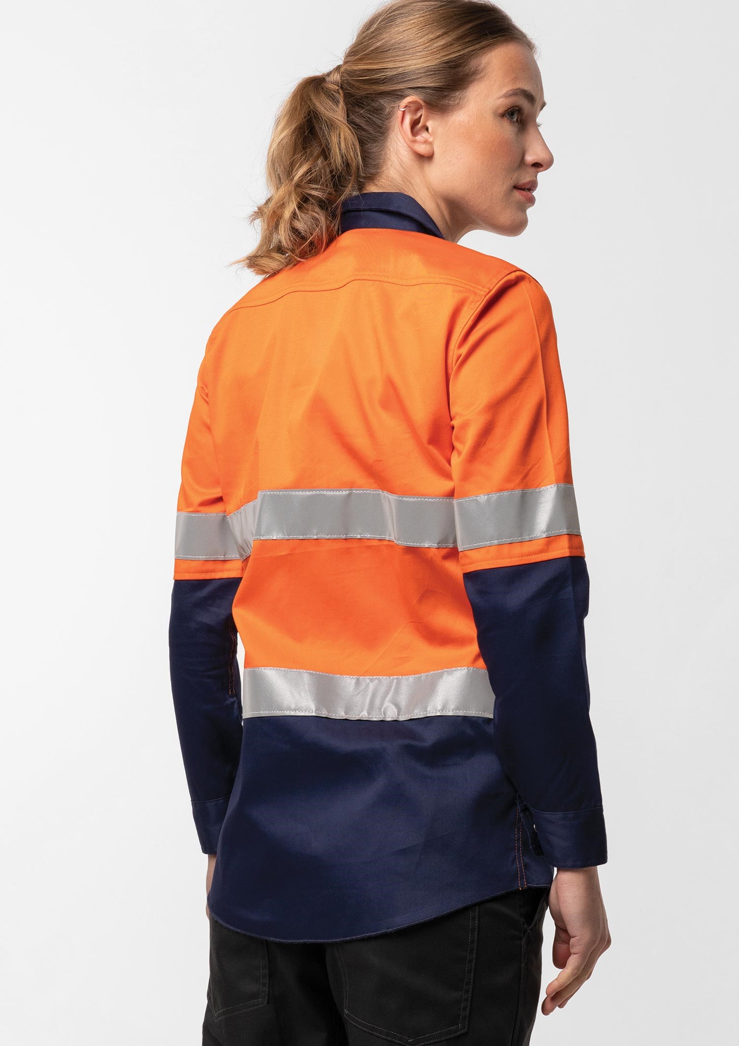 Hi Vis Day/Night Women's Domed Work Shirt - orange/navy