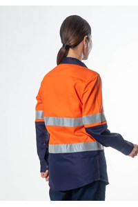 Hi Vis Day/Night Women's Domed Work Shirt - orange/navy