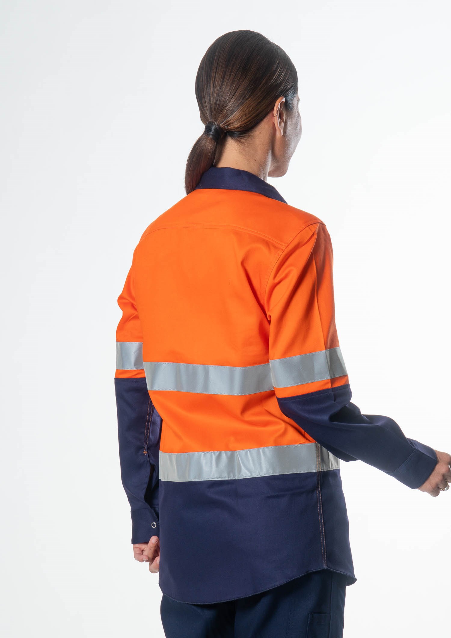 Hi Vis Day/Night Women's Domed Work Shirt - orange/navy