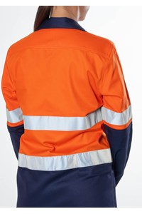 Hi Vis Day/Night Women's Domed Work Shirt - orange/navy