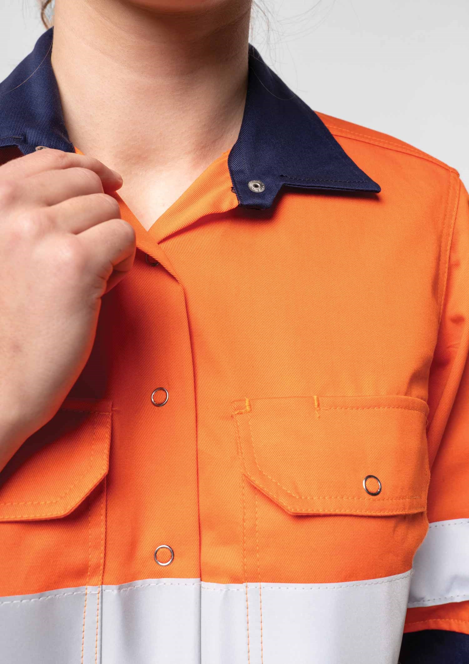 Hi Vis Day/Night Women's Domed Work Shirt - orange/navy