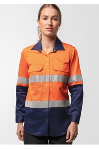 Hi Vis Day/Night Women's Domed Work Shirt - orange/navy