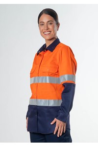 Hi Vis Day/Night Women's Domed Work Shirt - orange/navy