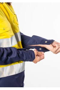 Hi Vis Day/Night Women's Domed Work Shirt - yellow/navy