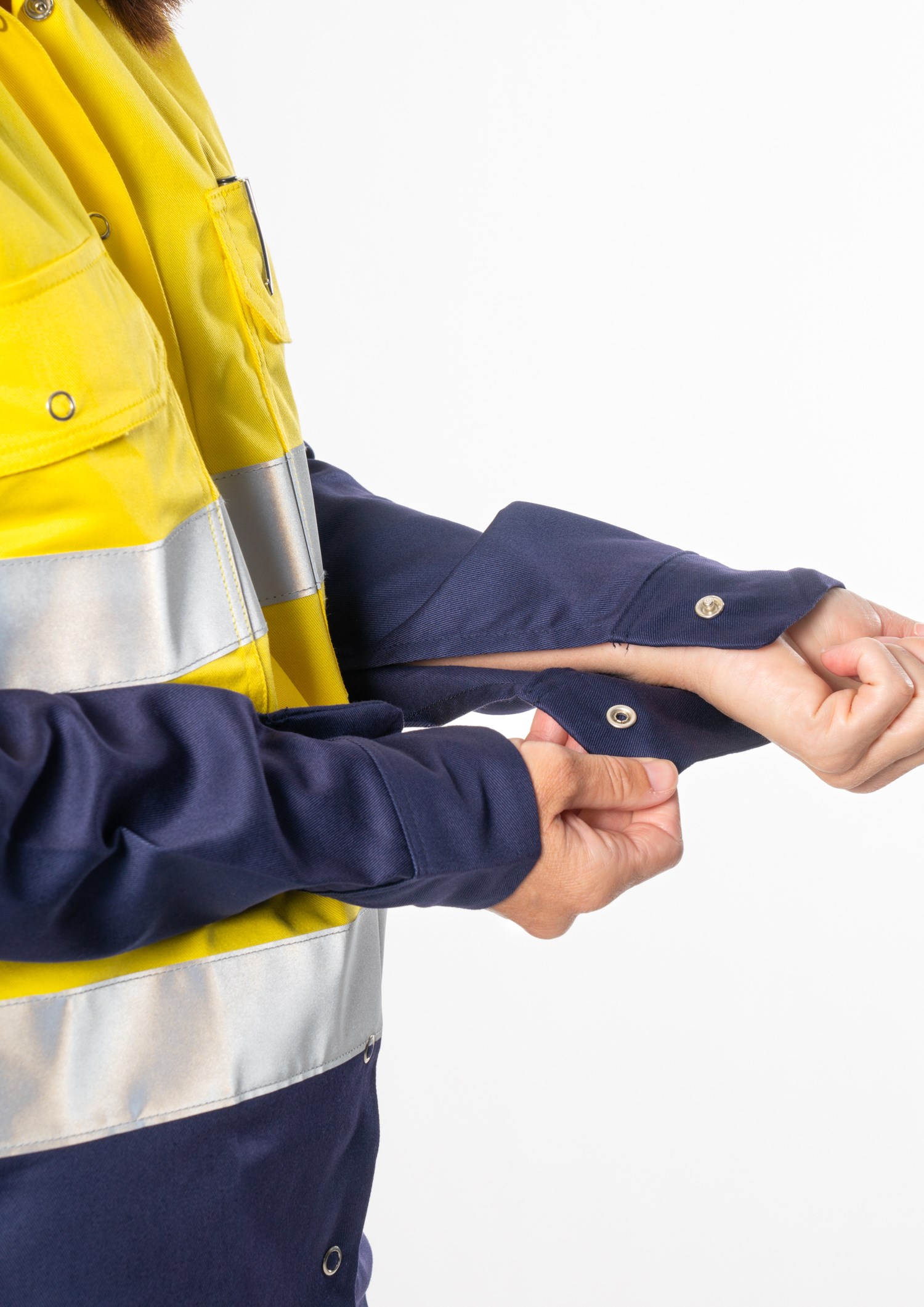 Hi Vis Day/Night Women's Domed Work Shirt - yellow/navy
